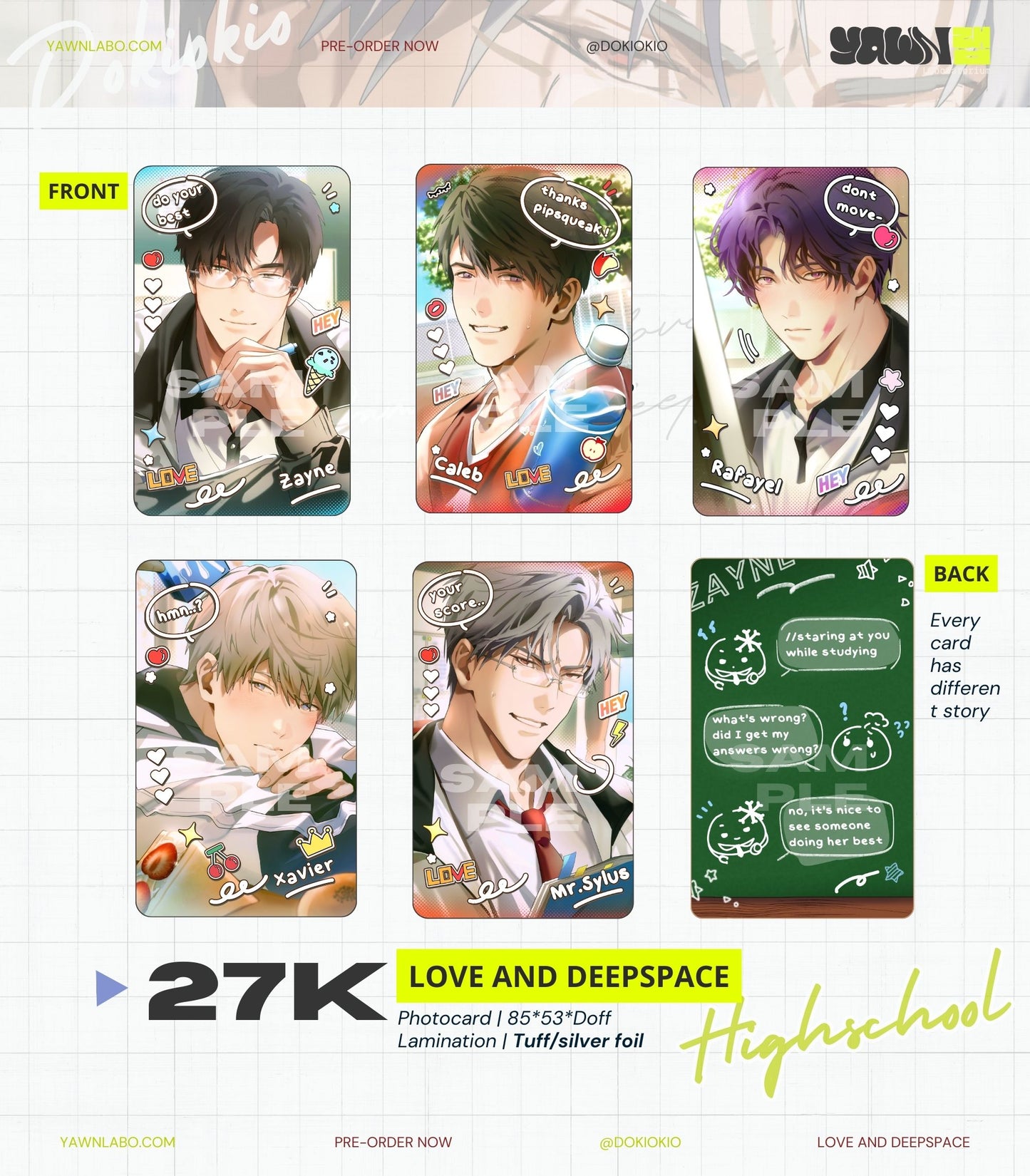 [DOKIOKIO] LOVE & DEEPSPACE School Photocards