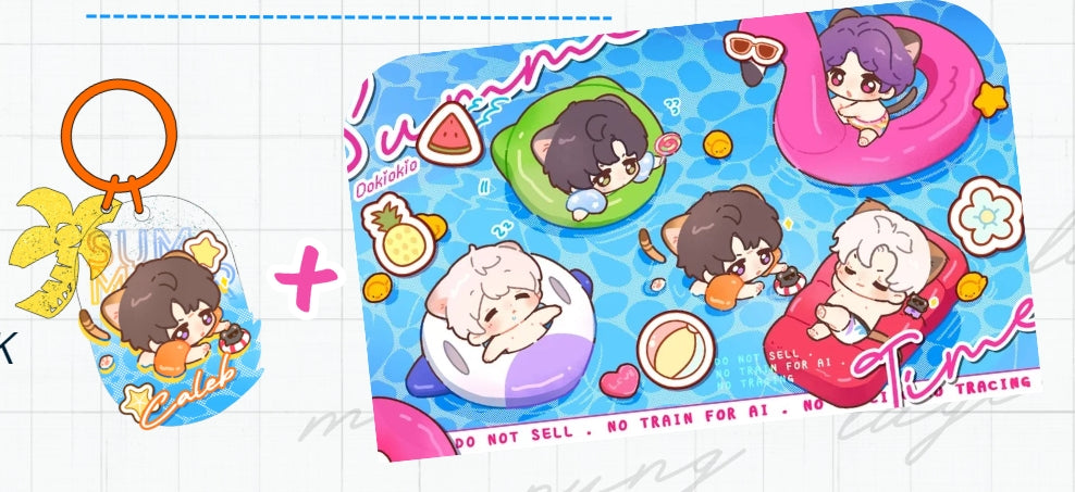 [DOKIOKIO] LOVE & DEEPSPACE summer kitty keychain and print