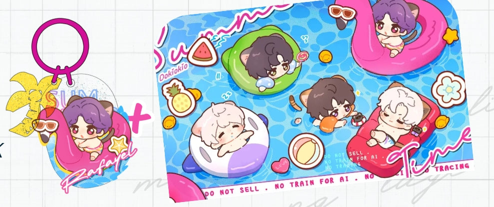 [DOKIOKIO] LOVE & DEEPSPACE summer kitty keychain and print