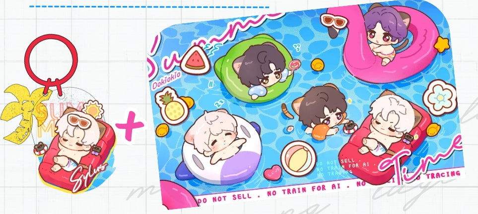 [DOKIOKIO] LOVE & DEEPSPACE summer kitty keychain and print