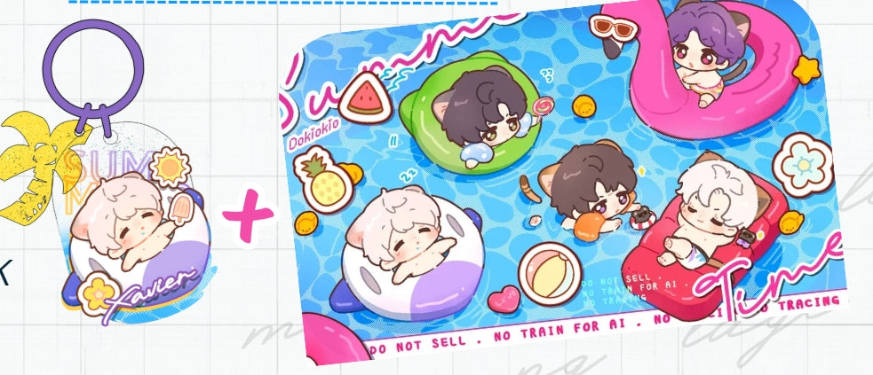 [DOKIOKIO] LOVE & DEEPSPACE summer kitty keychain and print