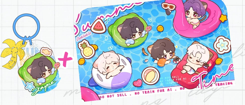 [DOKIOKIO] LOVE & DEEPSPACE summer kitty keychain and print