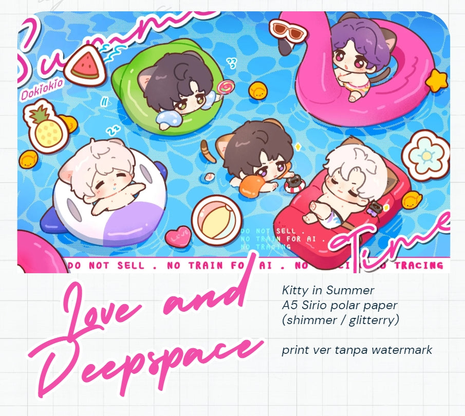 [DOKIOKIO] LOVE & DEEPSPACE summer kitty keychain and print